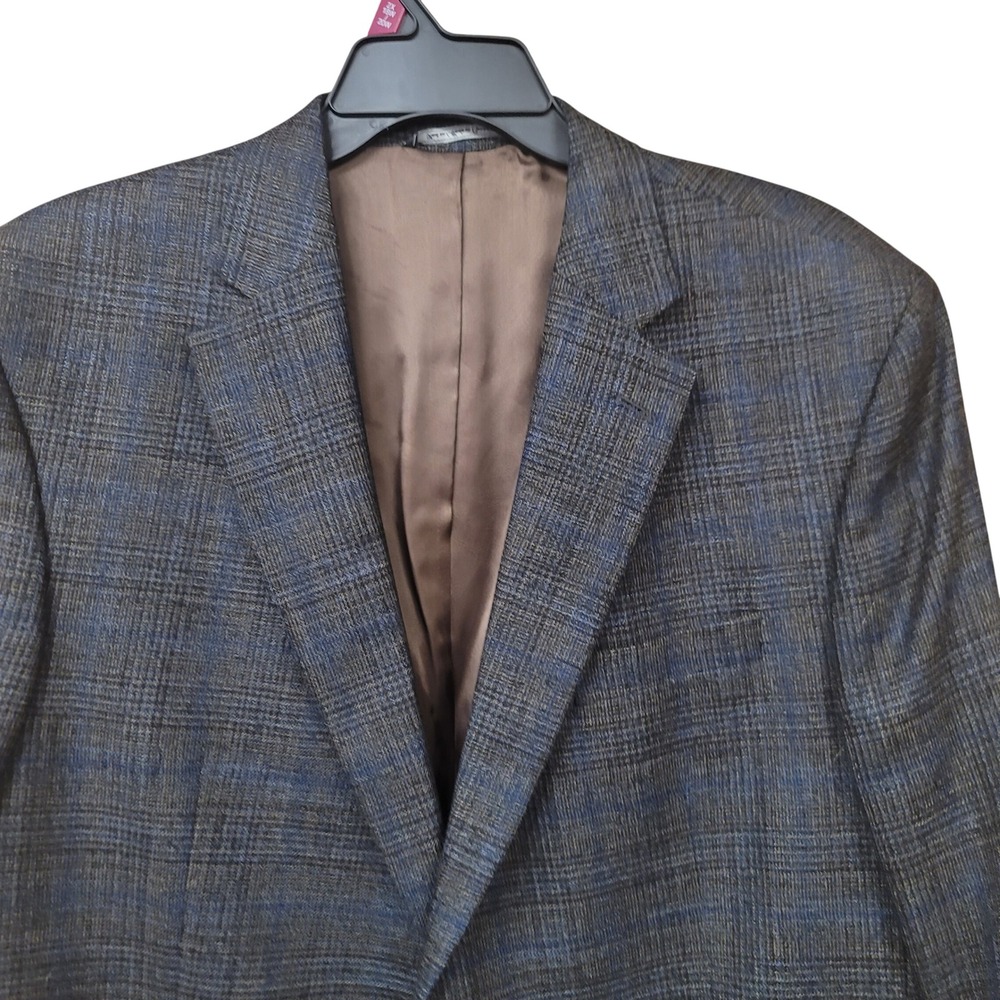 Jack Victor Exclusive Collection Blue Brown Plaid Blazer Sport Coat Made Canada